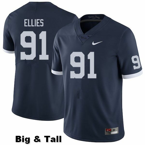 NCAA Nike Men's Penn State Nittany Lions Dvon Ellies #91 College Football Authentic Big & Tall Navy Stitched Jersey VKW8398GY